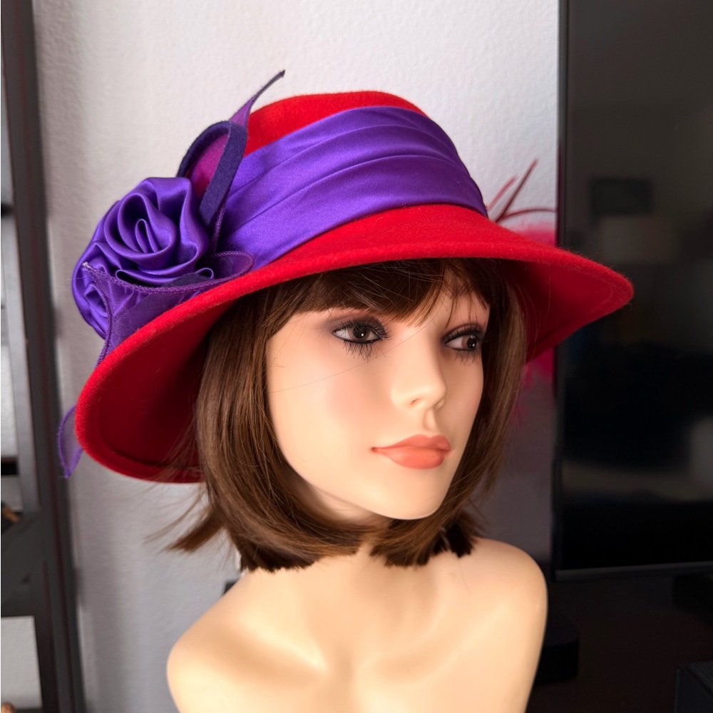 Red Hat Society Red and Purple Wool Hat